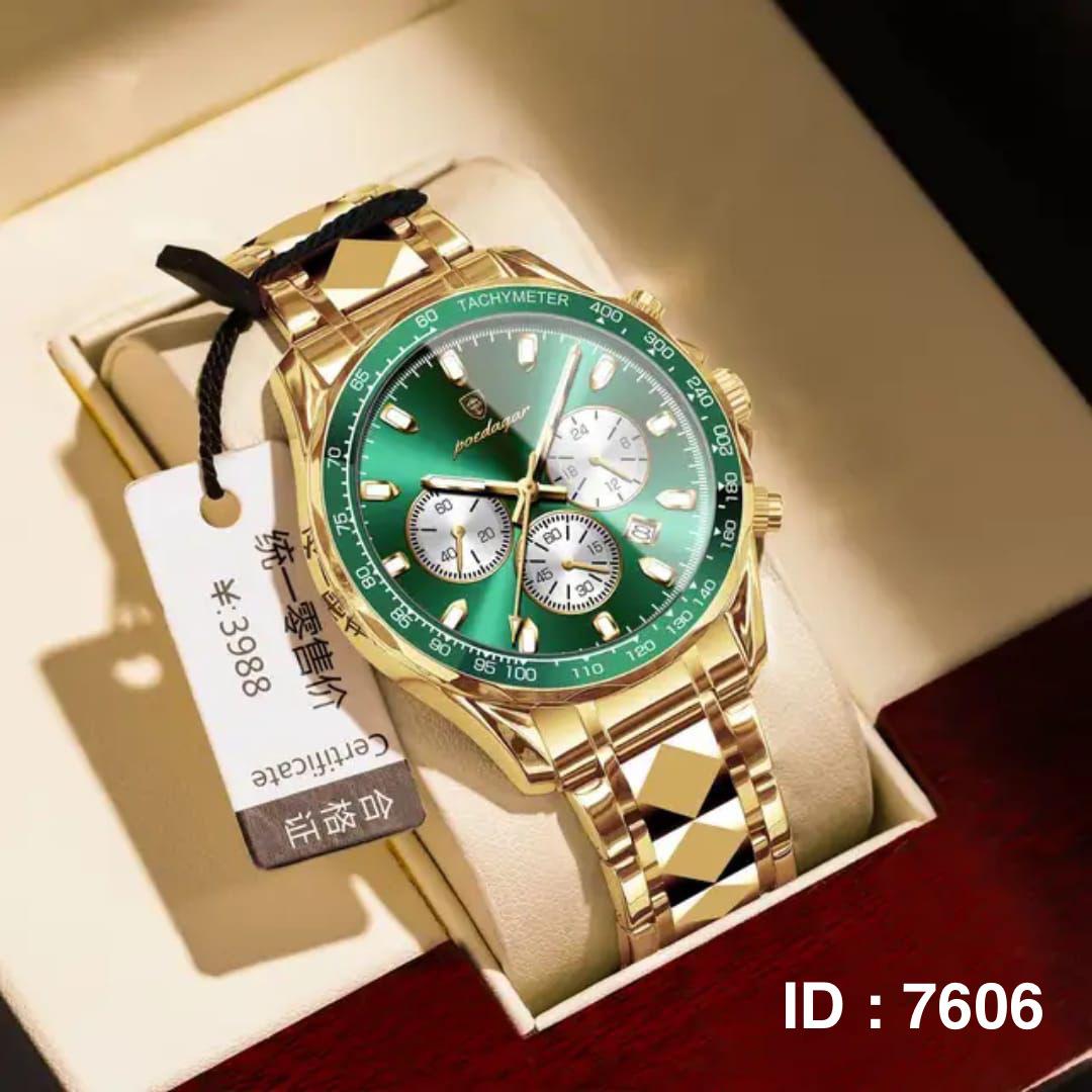 Montre chronographe avec un cadran vert vif